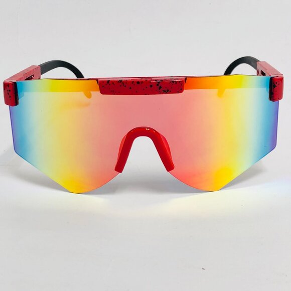 Sports Men Sunglasses Red Mirror Lens Large Frame Rimless Oversized Sking UV400 - Picture 3 of 3